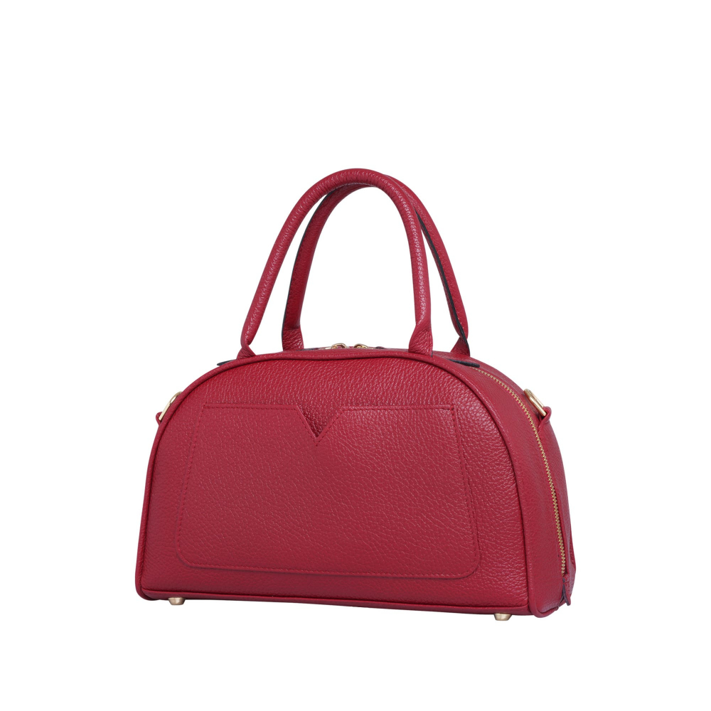 Handle bag as crossbody bag made of nappa leather wine red